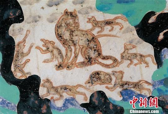圖為《薩埵太子本生故事畫之群虎》出自莫高窟第301窟(北周)。敦煌研究院供圖